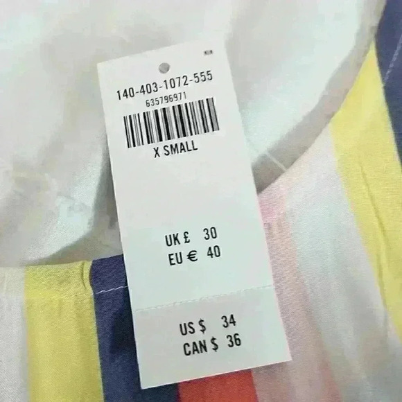 A&F XS Top Button Back NWT $34 Pastel Stripe - Picture 5 of 9